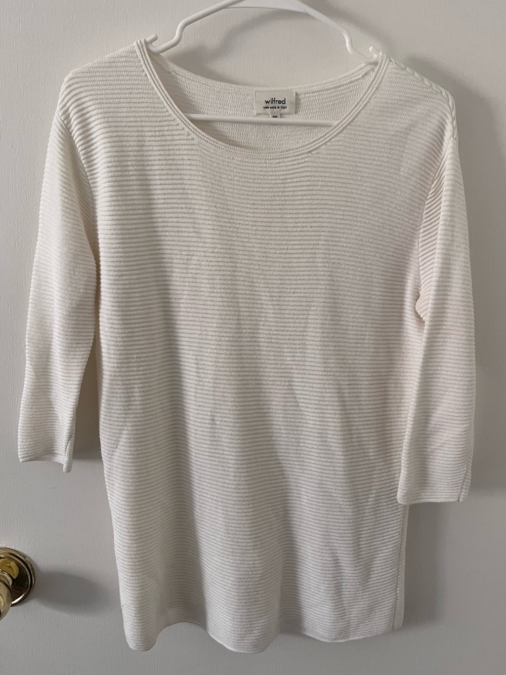 Wilfred Ivory Linen Blend Ribbed Sweater Top Lightweight XXS